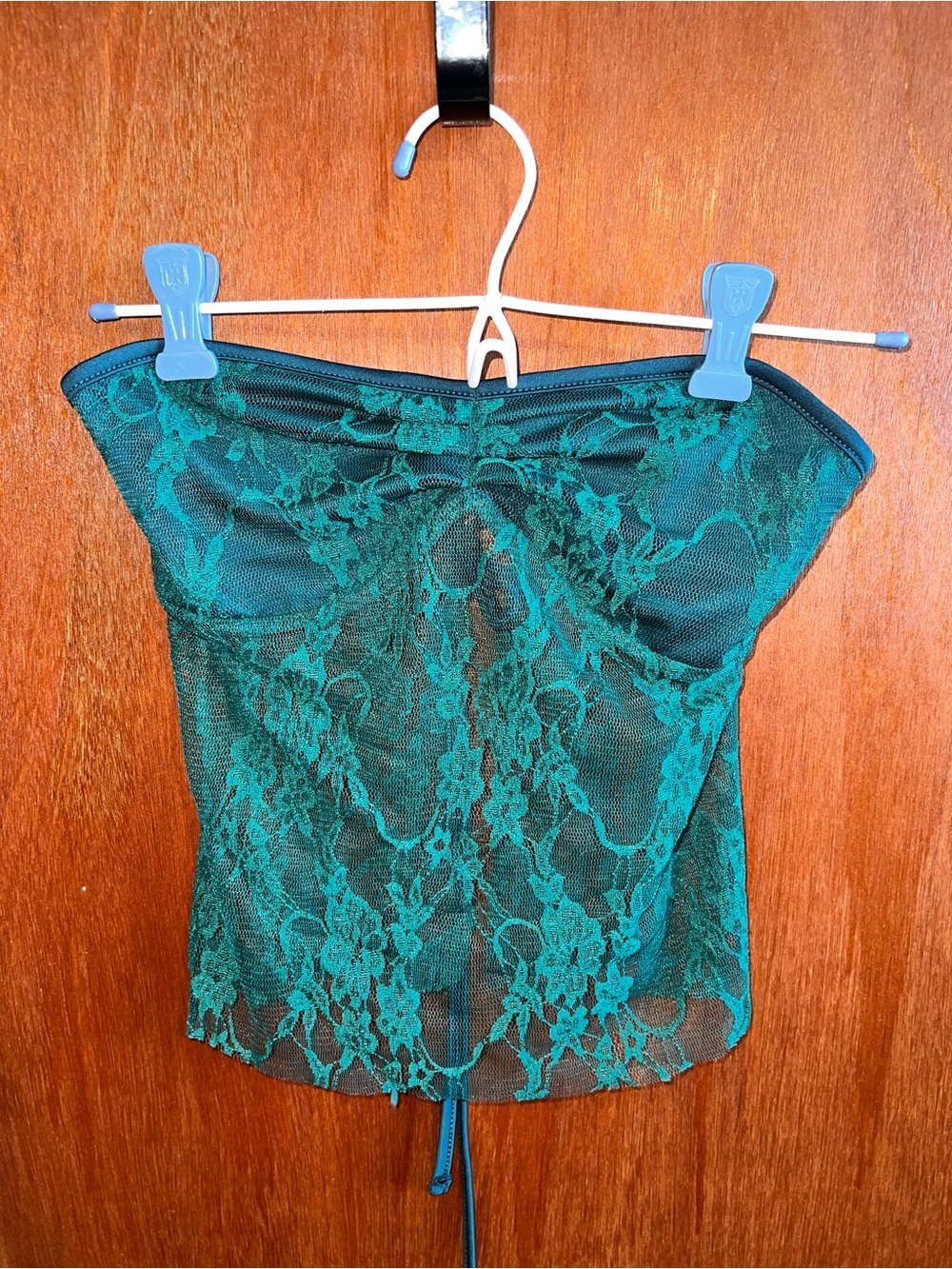 SHEIN green Lace Strapless Bustier Top